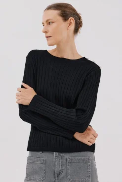 Cortefiel Camisolas-Camisola canelada botões Preto