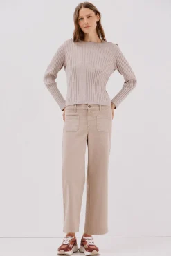 Cortefiel Camisolas-Camisola canelada botões Tostado