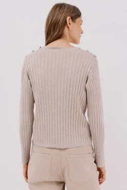 Cortefiel Camisolas-Camisola canelada botões Tostado