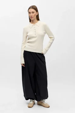 Object Camisolas-Camisola canelada gola polo Tostado