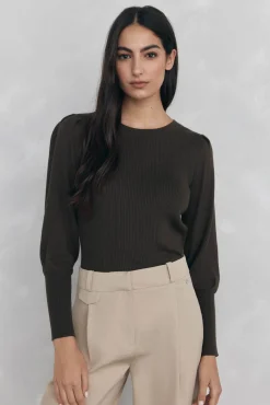 Pedro del Hierro Camisolas-Camisola canelada manga abaloada Verde