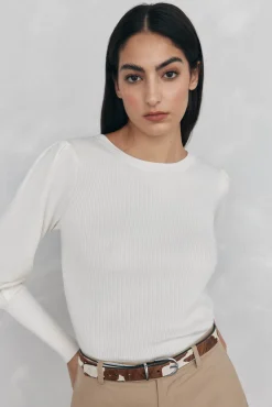 Pedro del Hierro Camisolas-Camisola canelada manga abaloada Branco