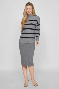 Vila Jeans|Camisolas-Camisola canelado com riscas Cinzento