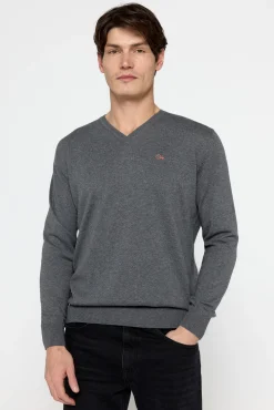 Mutitaa Camisolas-Camisola Channa com gola em V Cinzento