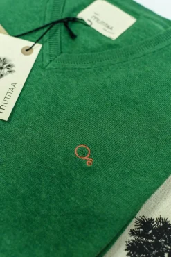 Mutitaa Camisolas-Camisola Channa com gola em V Verde