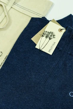 Mutitaa Camisolas-Camisola Chen com gola na fecho-éclair Azul