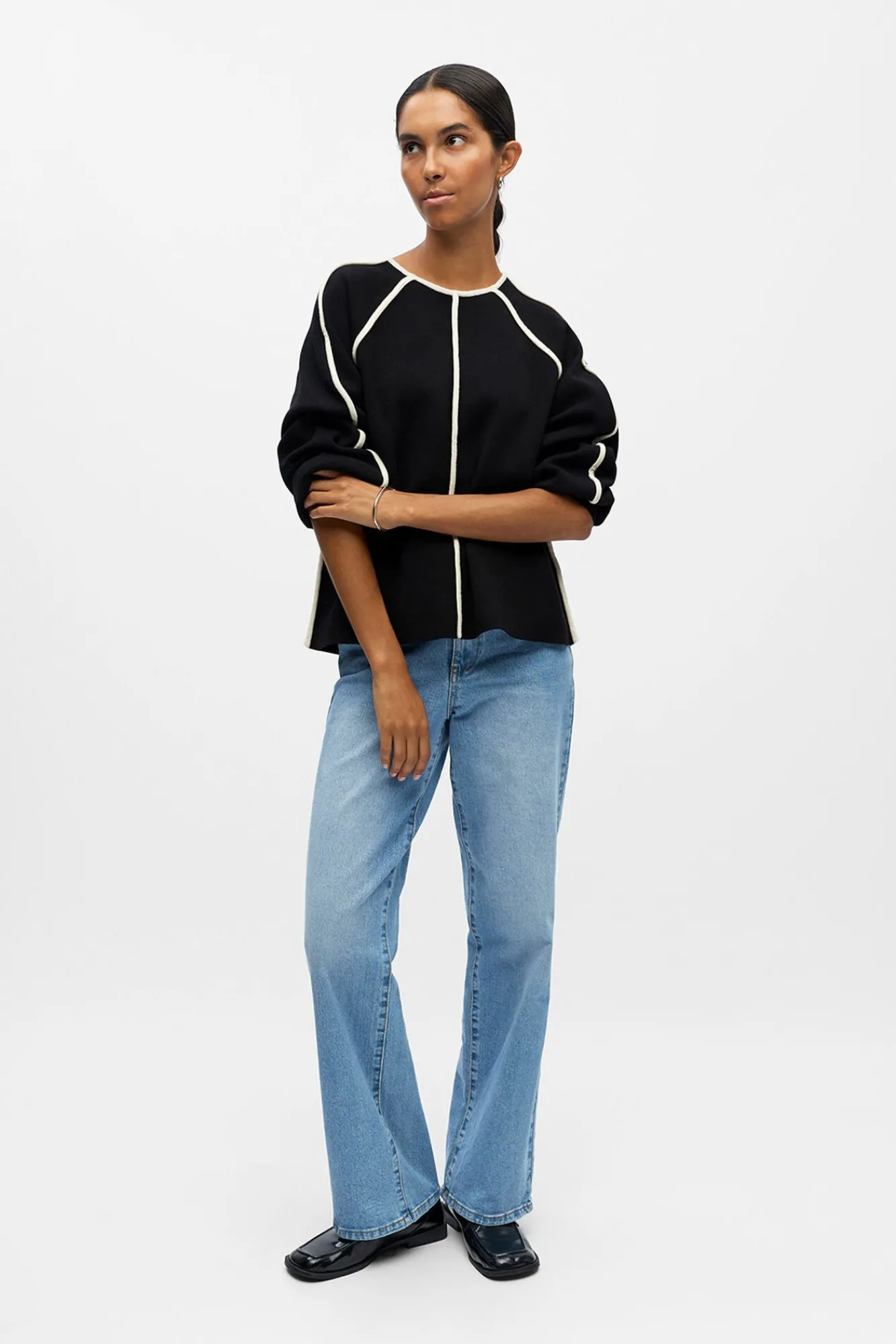 Object Camisolas-Camisola com acabamento contrastante Preto