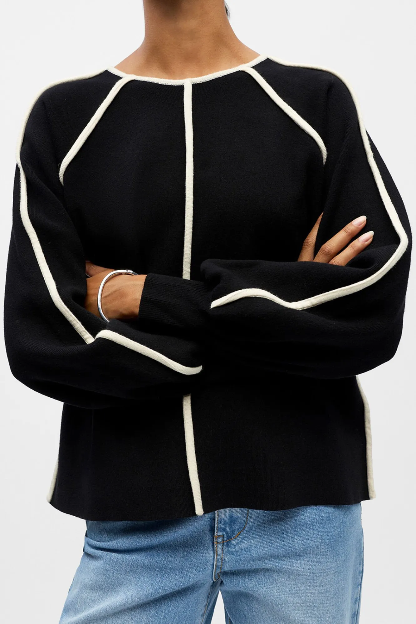 Object Camisolas-Camisola com acabamento contrastante Preto