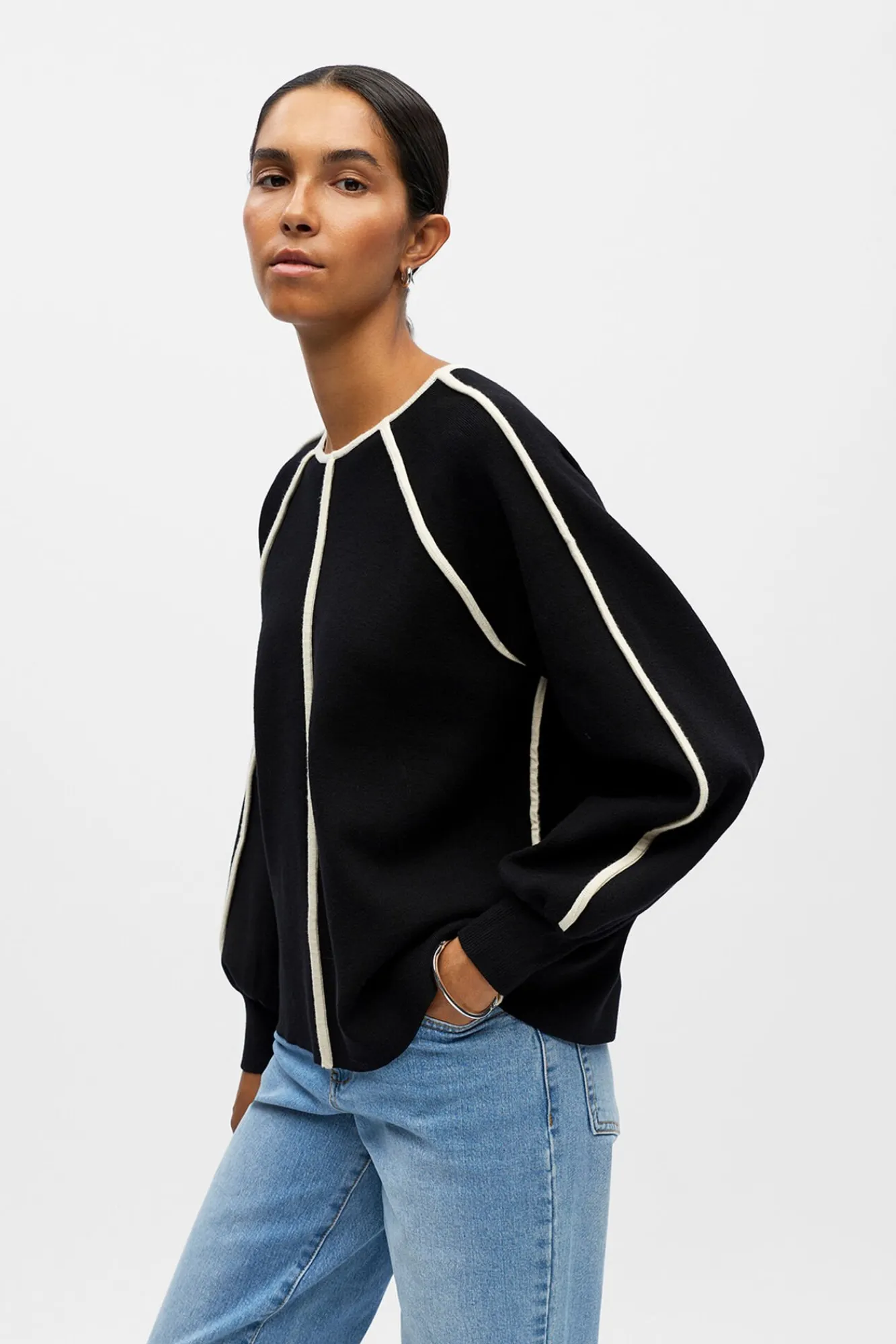 Object Camisolas-Camisola com acabamento contrastante Preto