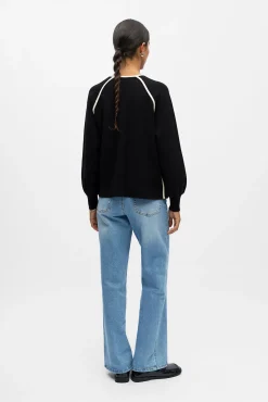 Object Camisolas-Camisola com acabamento contrastante Preto