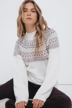 Springfield Camisolas-Camisola com borda jacquard e gola combinada vison