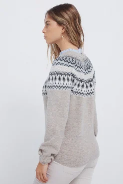 Springfield Camisolas-Camisola com borda jacquard e gola combinada cinzento