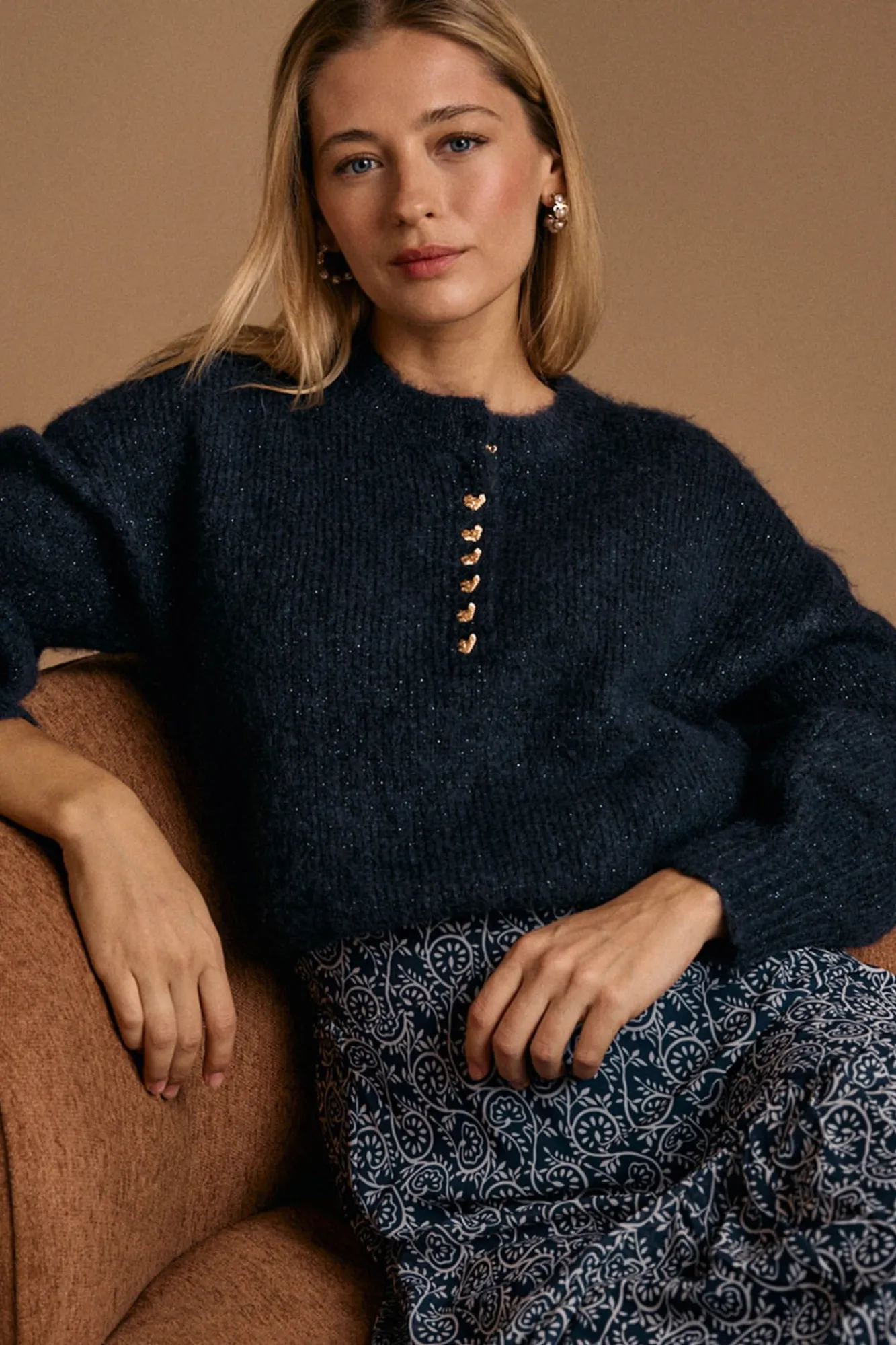 Polín Et Moi Camisolas-Camisola com botões de coração Michelle Azul