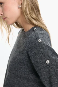 Vero Moda Camisolas-Camisola com botões de joia Cinzento