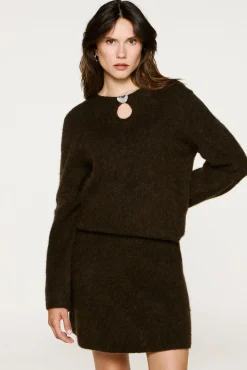 Selected Camisolas-Camisola com detalhes metálicos em lã e alpaca Castanho