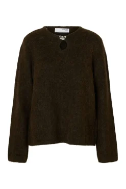 Selected Camisolas-Camisola com detalhes metálicos em lã e alpaca Castanho