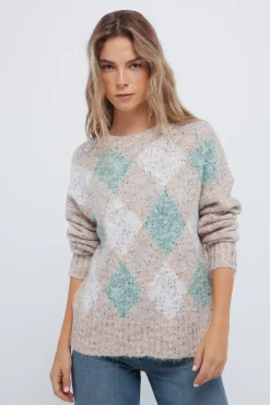 Springfield Camisolas-Camisola com estampa de diamantes manchados cru