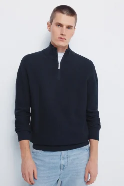 Springfield Camisolas-Camisola com fecho-éclair liso azul