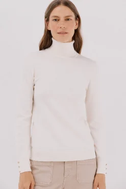 Cortefiel Camisolas-Camisola com gola alta Ecru