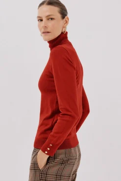 Cortefiel Camisolas-Camisola com gola alta Vermelho