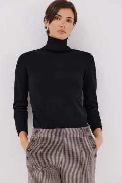 Cortefiel Camisolas-Camisola com gola alta Preto