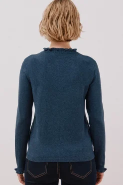 Cortefiel Camisolas-Camisola com gola com folhos Azul