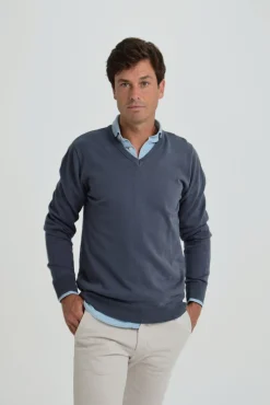 Cloking Camisolas-Camisola com gola em bico Azul