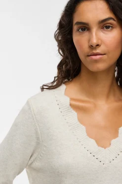 Vila Camisolas-Camisola com gola em V Tostado