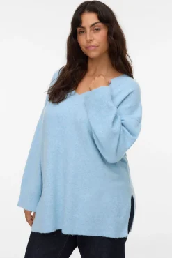 Vero Moda Curve Camisolas-Camisola com gola em V curvo Azul