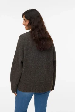 Vero Moda Curve Camisolas-Camisola com gola em V curvo Castanho