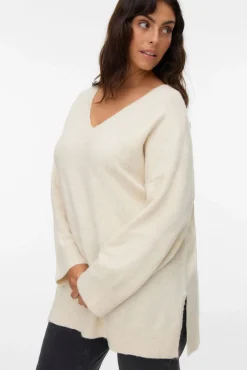 Vero Moda Curve Camisolas-Camisola com gola em V curvo Tostado