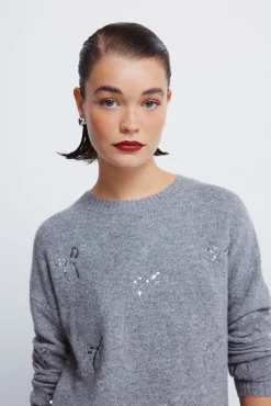 Springfield Camisolas-Camisola com laços de lantejoulas cinzento