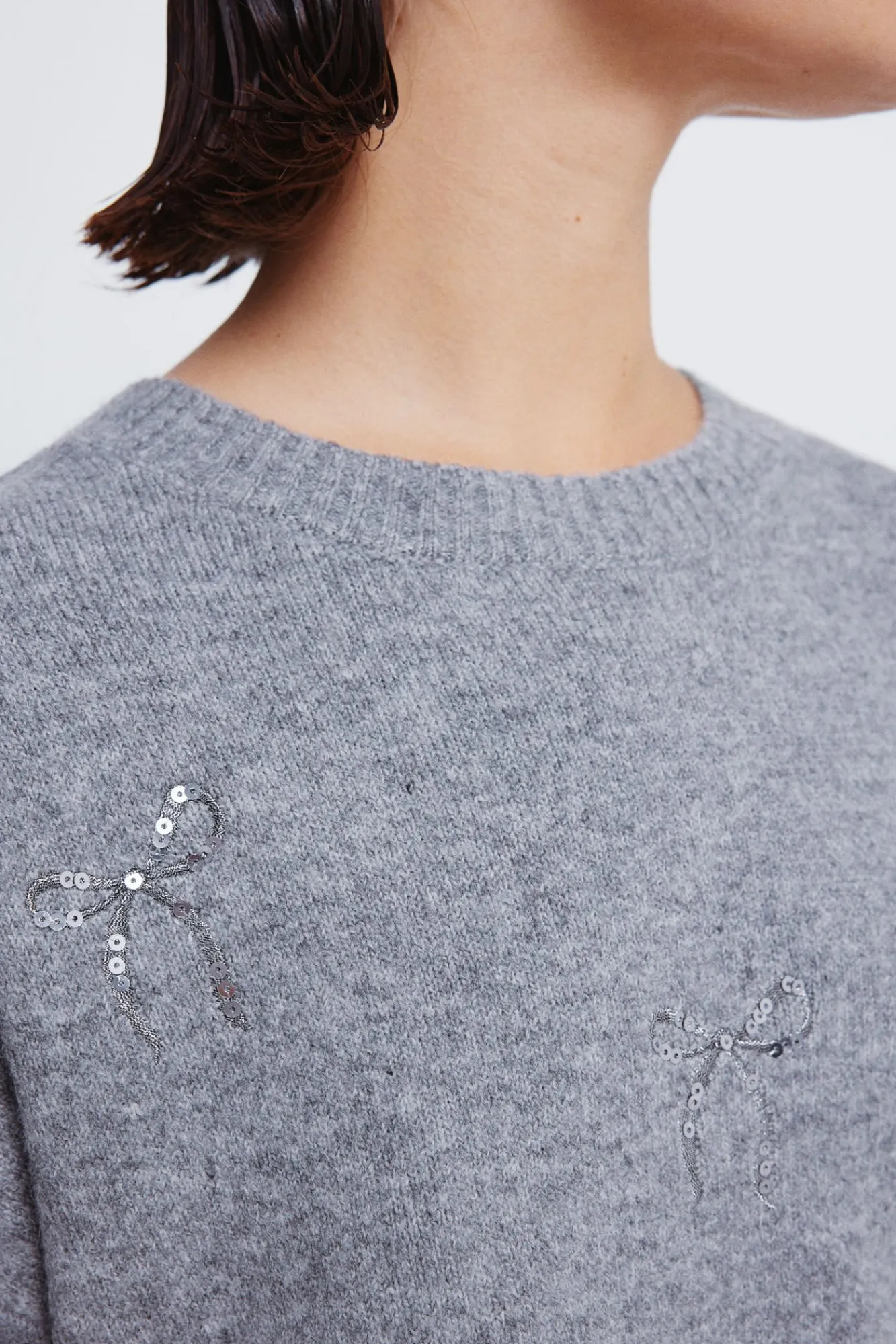 Springfield Camisolas-Camisola com laços de lantejoulas cinzento