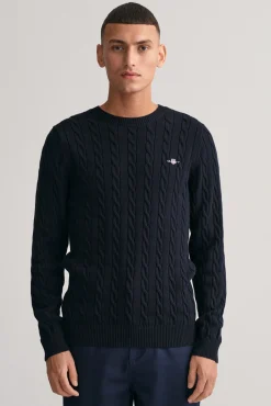 Gant Camisolas-Camisola de algodão com gola redonda Azul