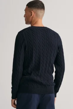 Gant Camisolas-Camisola de algodão com gola redonda Azul