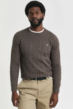 Gant Camisolas-Camisola de algodão com gola redonda Castanho