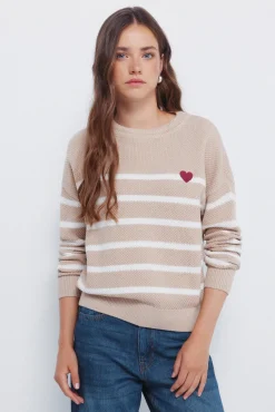 Springfield Camisolas-Camisola de algodão riscas em formato de coração cru