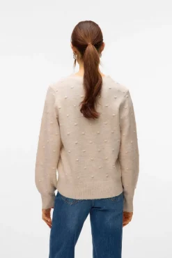 Vero Moda Camisolas-Camisola de bolinhas texturizada com malha Tostado
