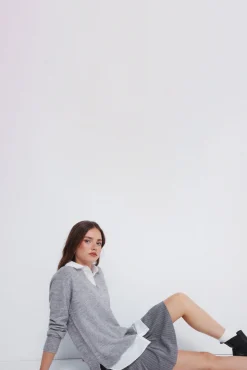 Springfield Camisolas-Camisola de camisa combinada cinzento