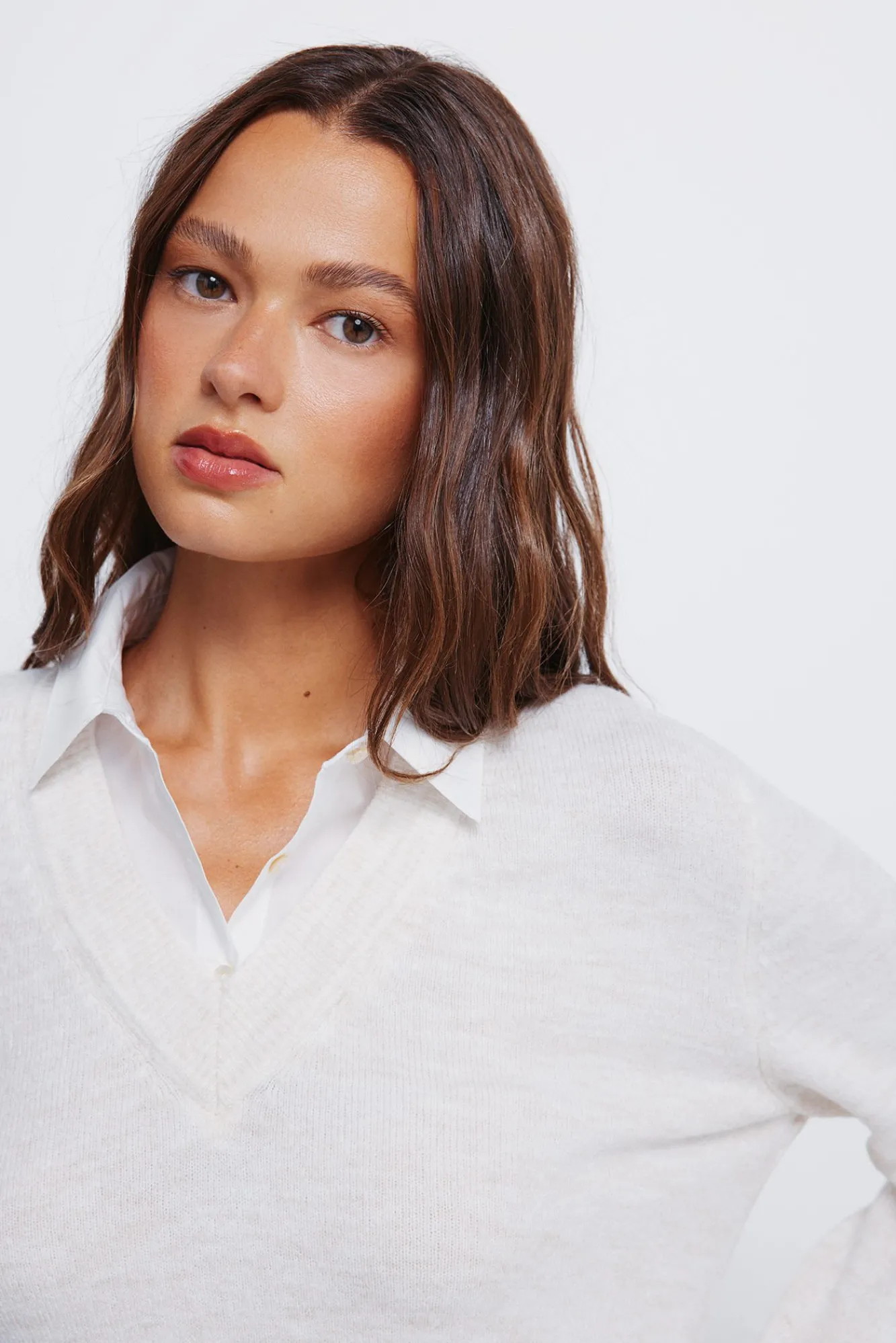 Springfield Camisolas-Camisola de camisa combinada branco