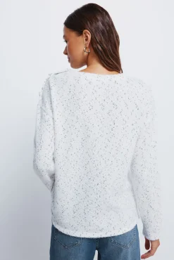 Springfield Blusas-Camisola de chenille com botões no ombro branco