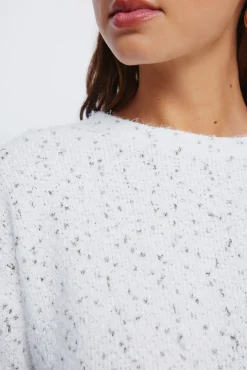 Springfield Blusas-Camisola de chenille com botões no ombro branco