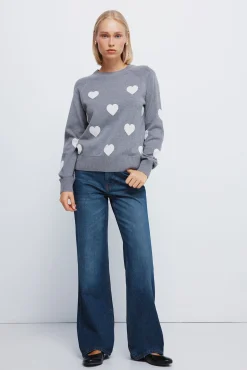 Springfield Camisolas-Camisola de corações intarsia cinzento