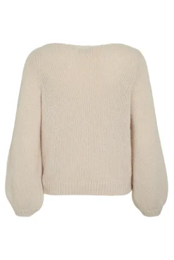 Vila Camisolas-Camisola de flores em malha com lã Ecru