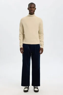 Selected Camisolas-Camisola de gola 100% algodão orgânico Tostado