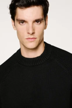 Selected Camisolas-Camisola de gola alta 100% algodão orgânico. Preto