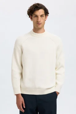 Selected Camisolas-Camisola de gola alta 100% algodão orgânico. Branco