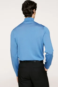 Selected Camisolas-Camisola de gola alta 100% lã merino Azul