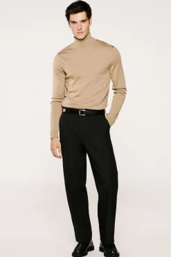 Selected Camisolas-Camisola de gola alta 100% lã merino Castanho