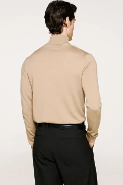 Selected Camisolas-Camisola de gola alta 100% lã merino Castanho